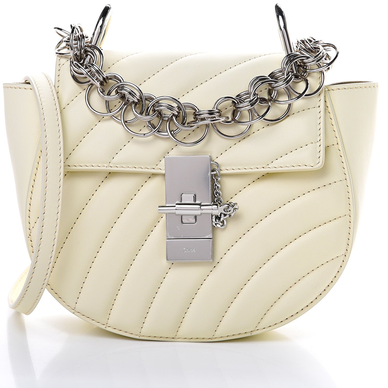 Chloe Calfskin Quilted Mini Drew Bijou Shoulder Bag Natural White 7 of 10
