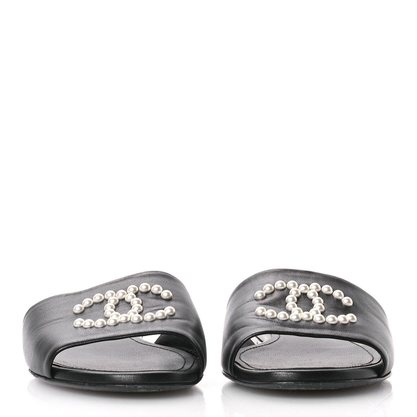 Lambskin Pearl CC Sandals 37 Black