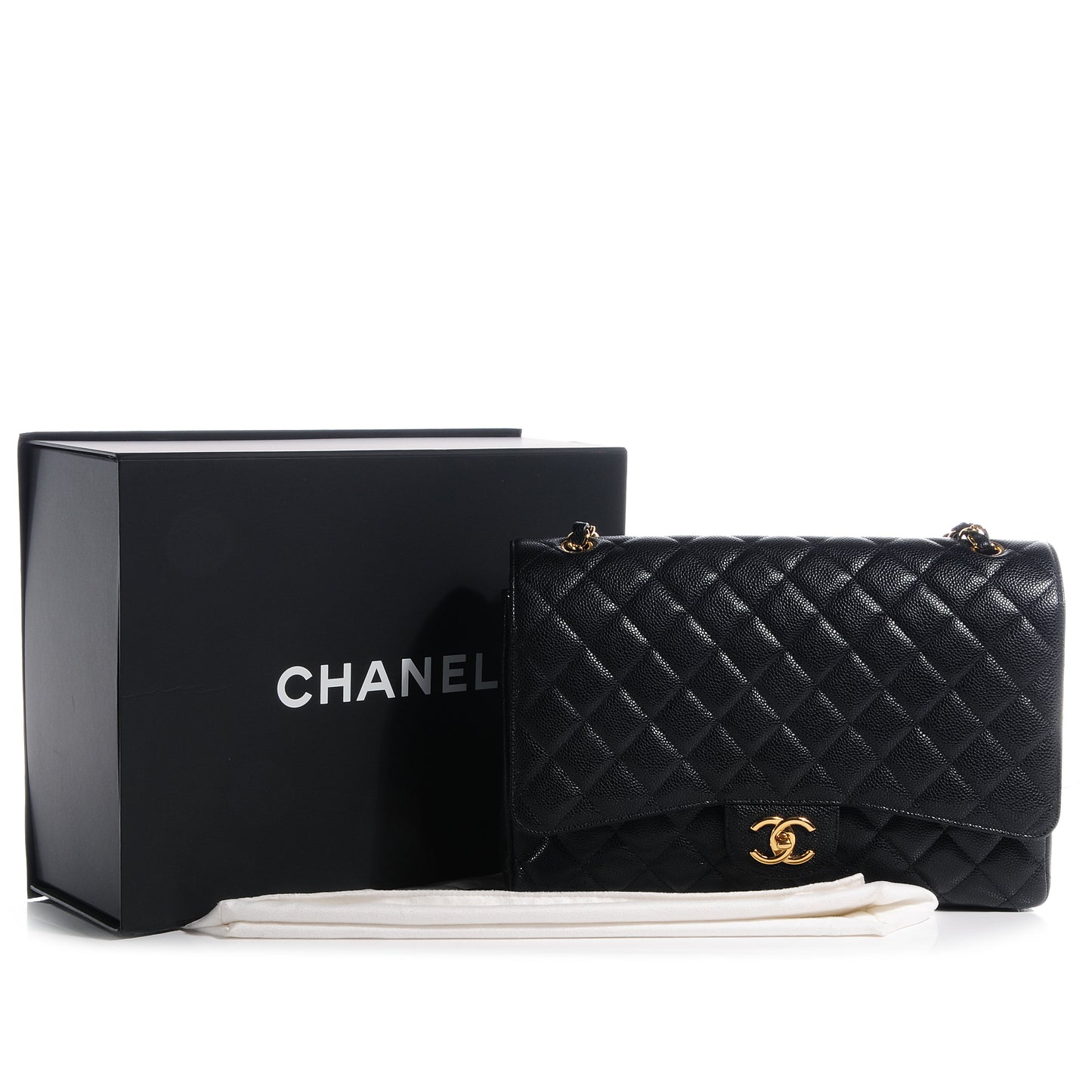 Caviar Quilted Maxi Double Flap Black