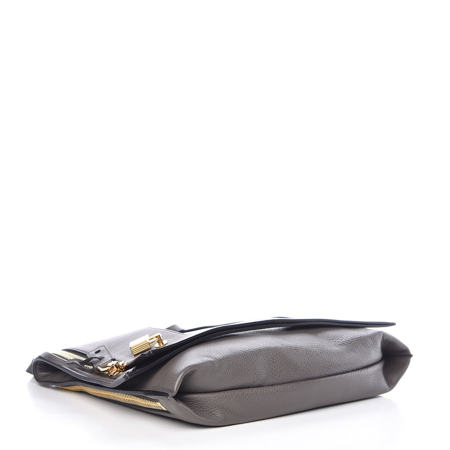 Calfskin Large Alix Padlock Zip Shoulder Bag Graphite