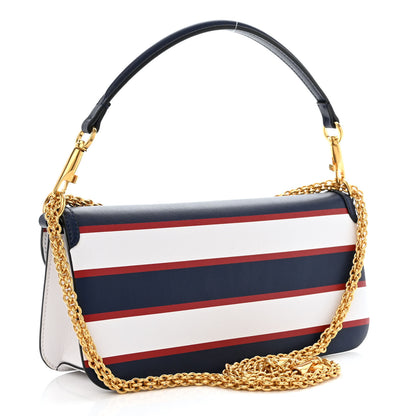 Valentino Garavani Calfskin Striped Vlogo Loco Shoulder Bag White Rouge Pur Worker 3 of 10