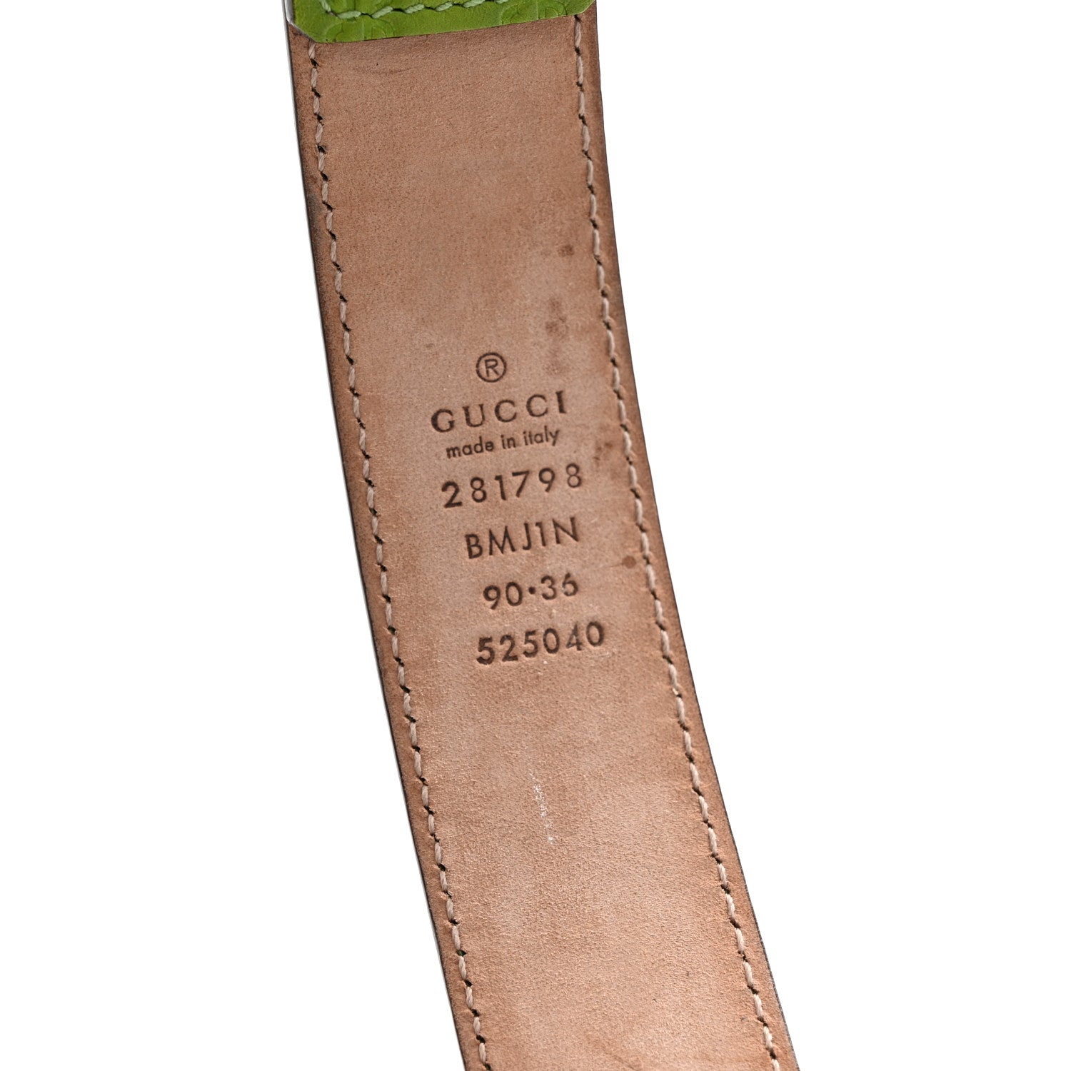 Gucci Microguccissima Calfskin Belt 90 36 Green 5 of 8