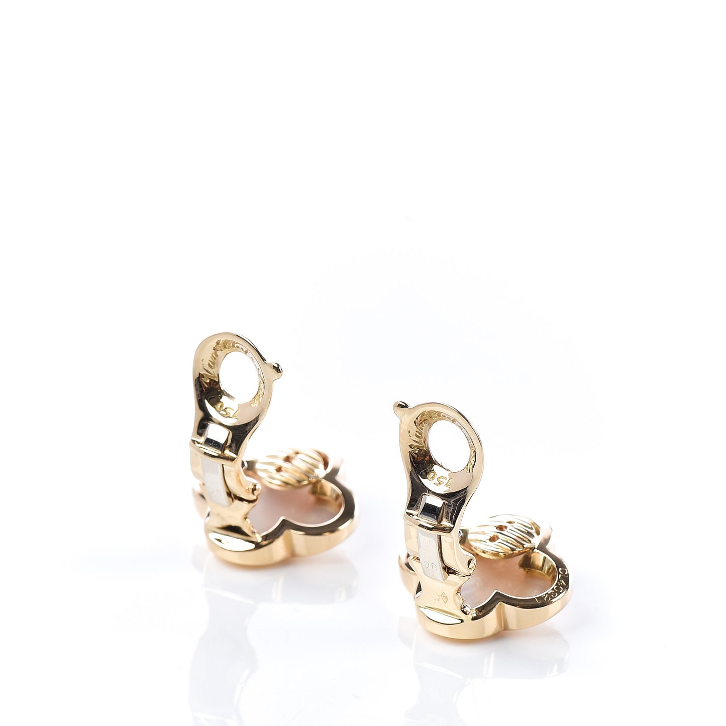 18K Yellow Gold Mother of Pearl Pure Alhambra Clip-On Earrings