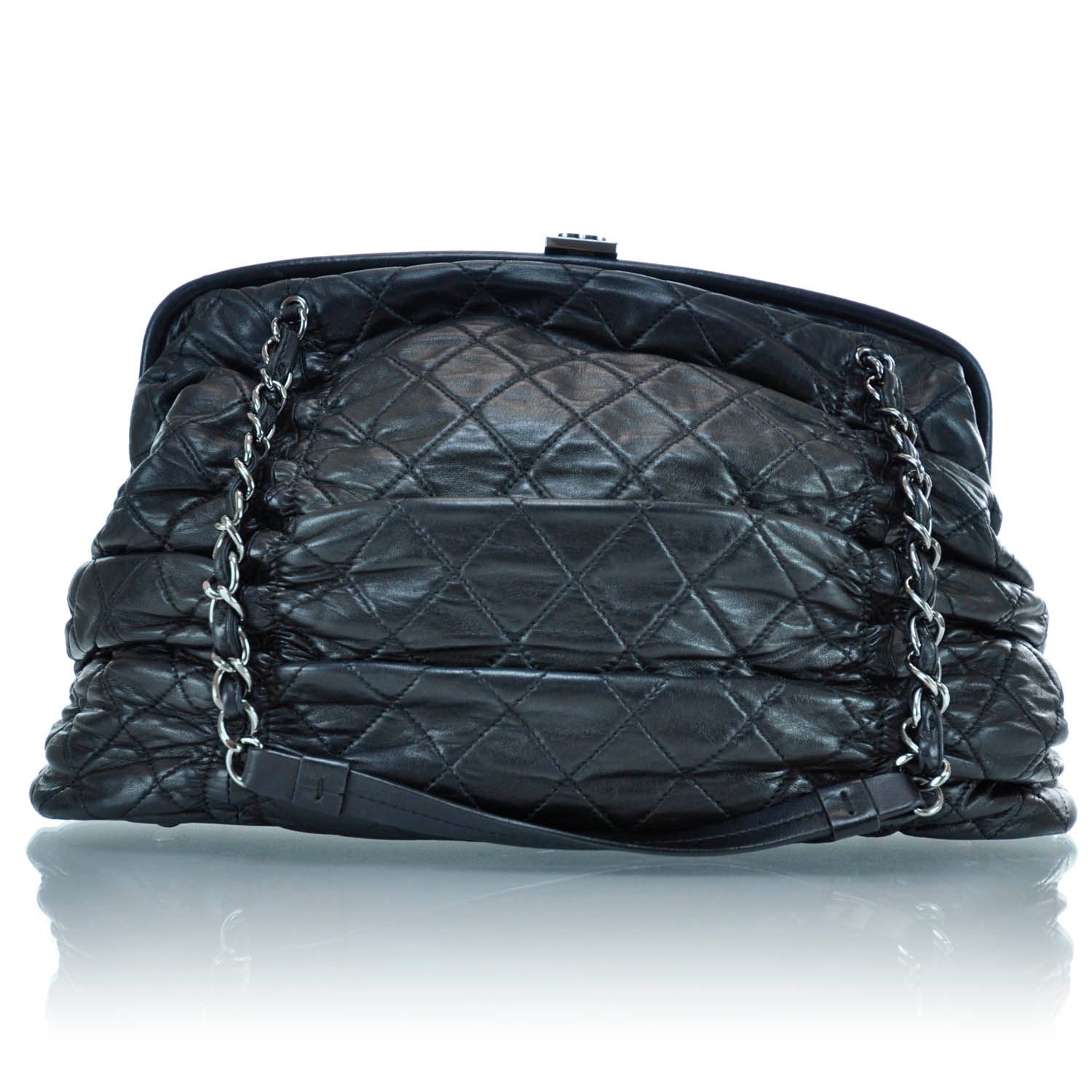 Chanel Lambskin Quilted Sharpei Frame Tote Black 1 of 9