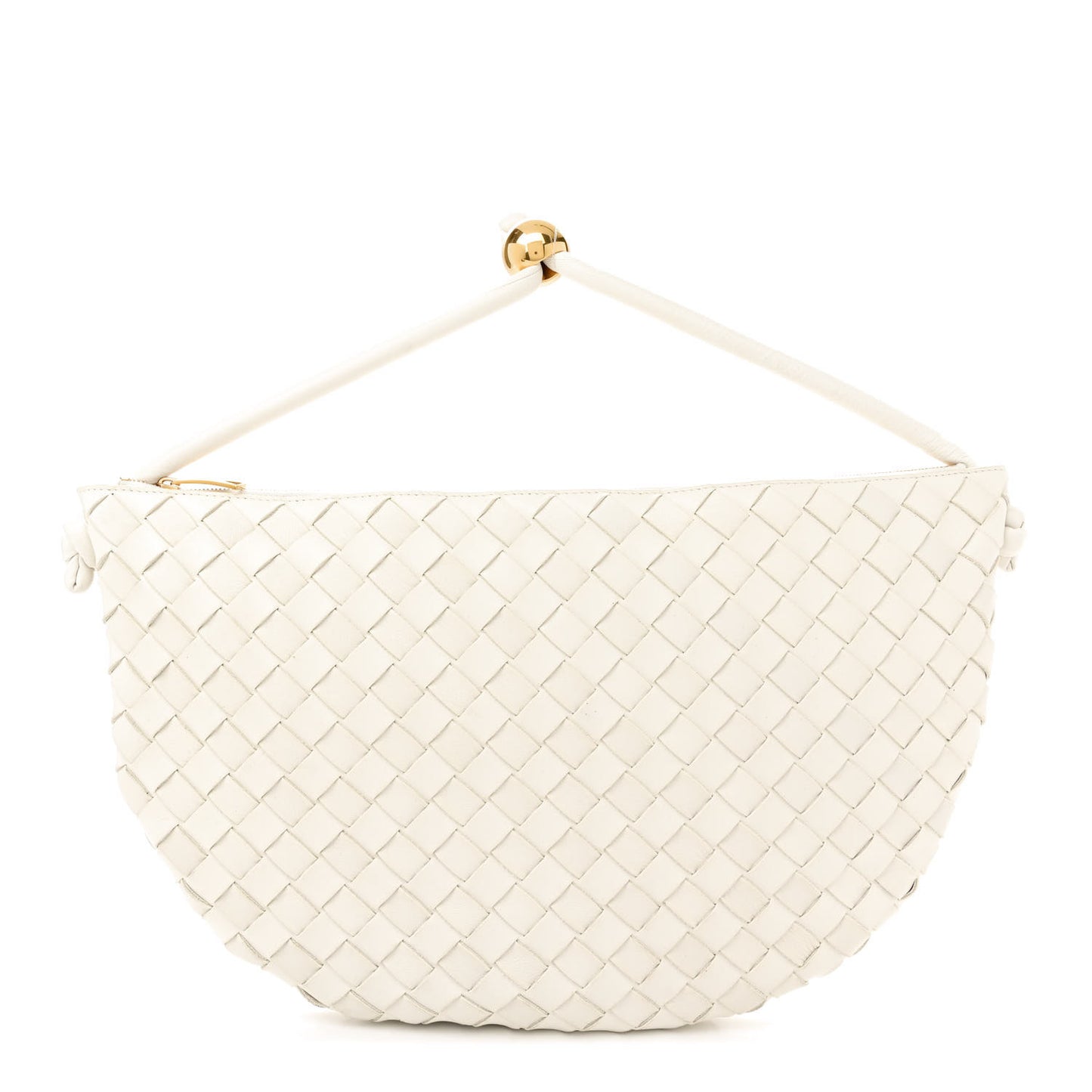 Nappa Intrecciato Medium Turn Pouch White