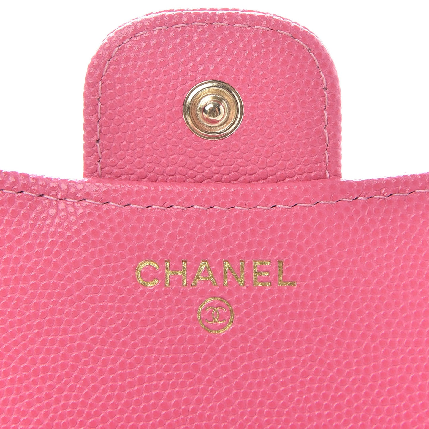 Caviar Quilted Compact Flap Wallet Pink