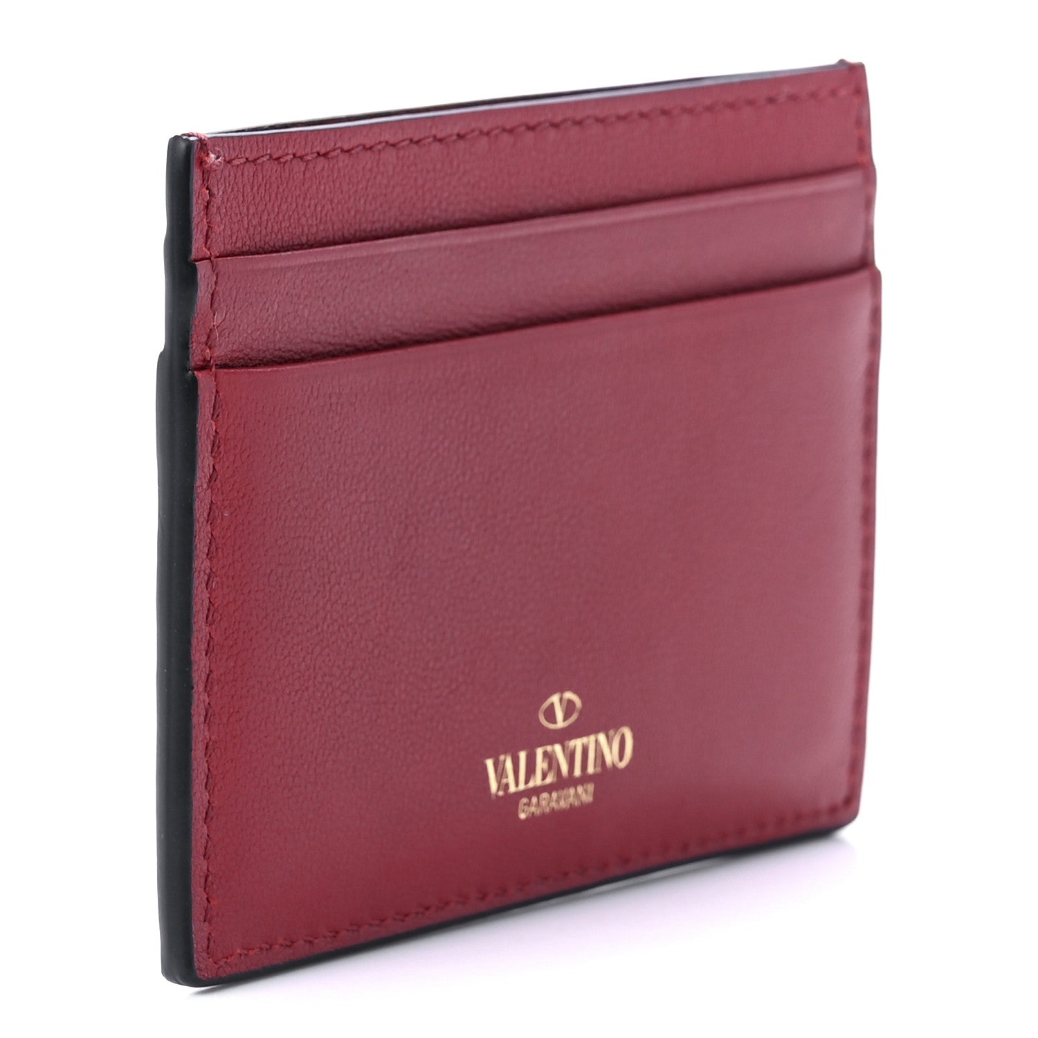 Valentino Garavani Vitello Rockstud Card Holder Red 2 of 8