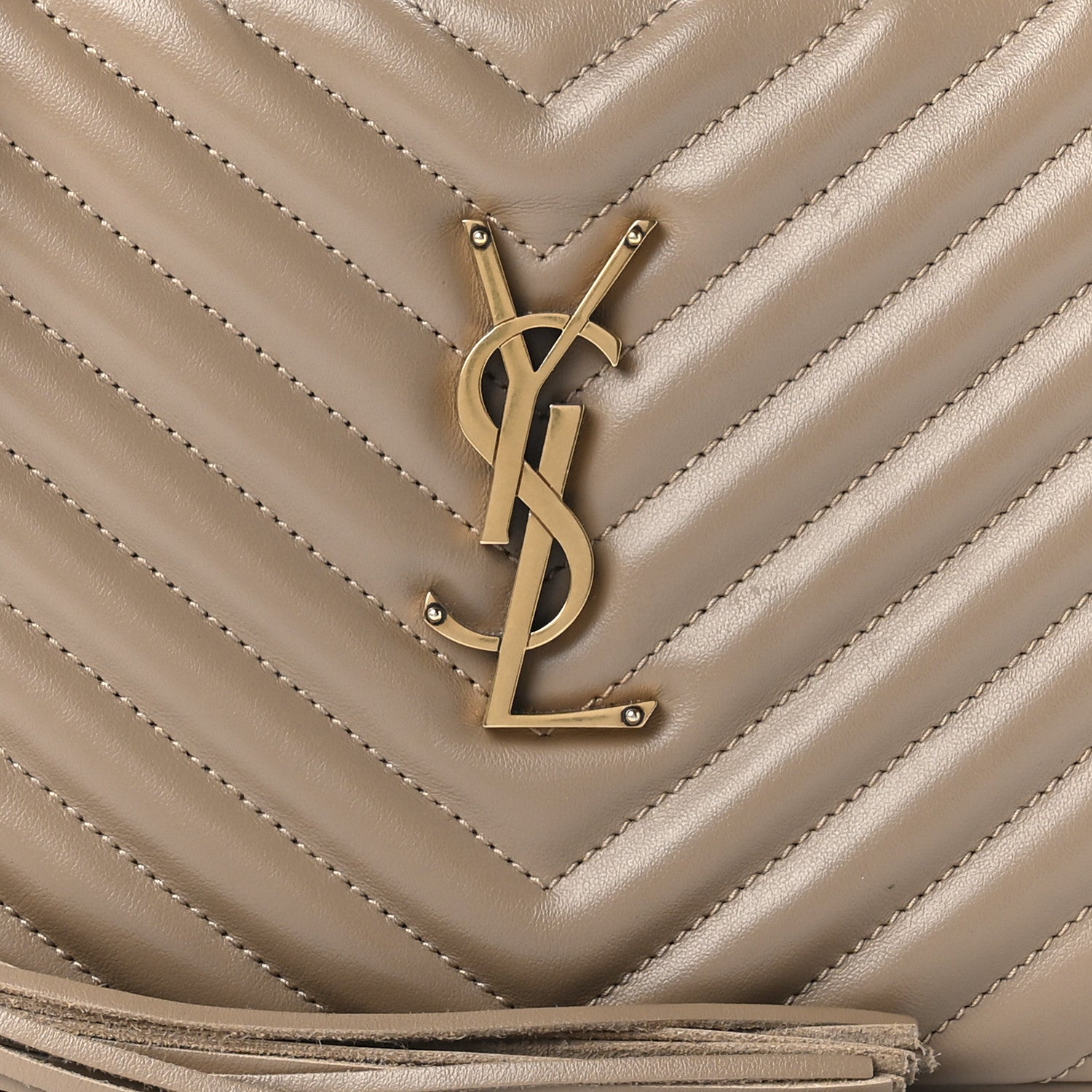 Saint Laurent Calfskin Matelasse Monogram Lou Camera Bag Dark Beige 8 of 9