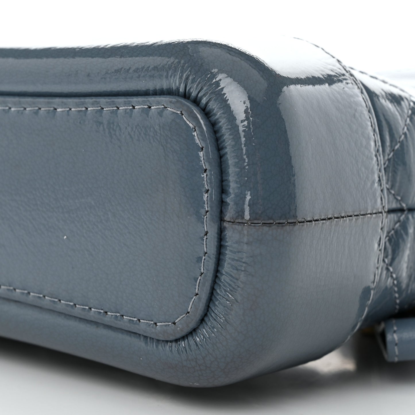 Patent Goatskin Quilted Small Gabrielle Hobo Blue