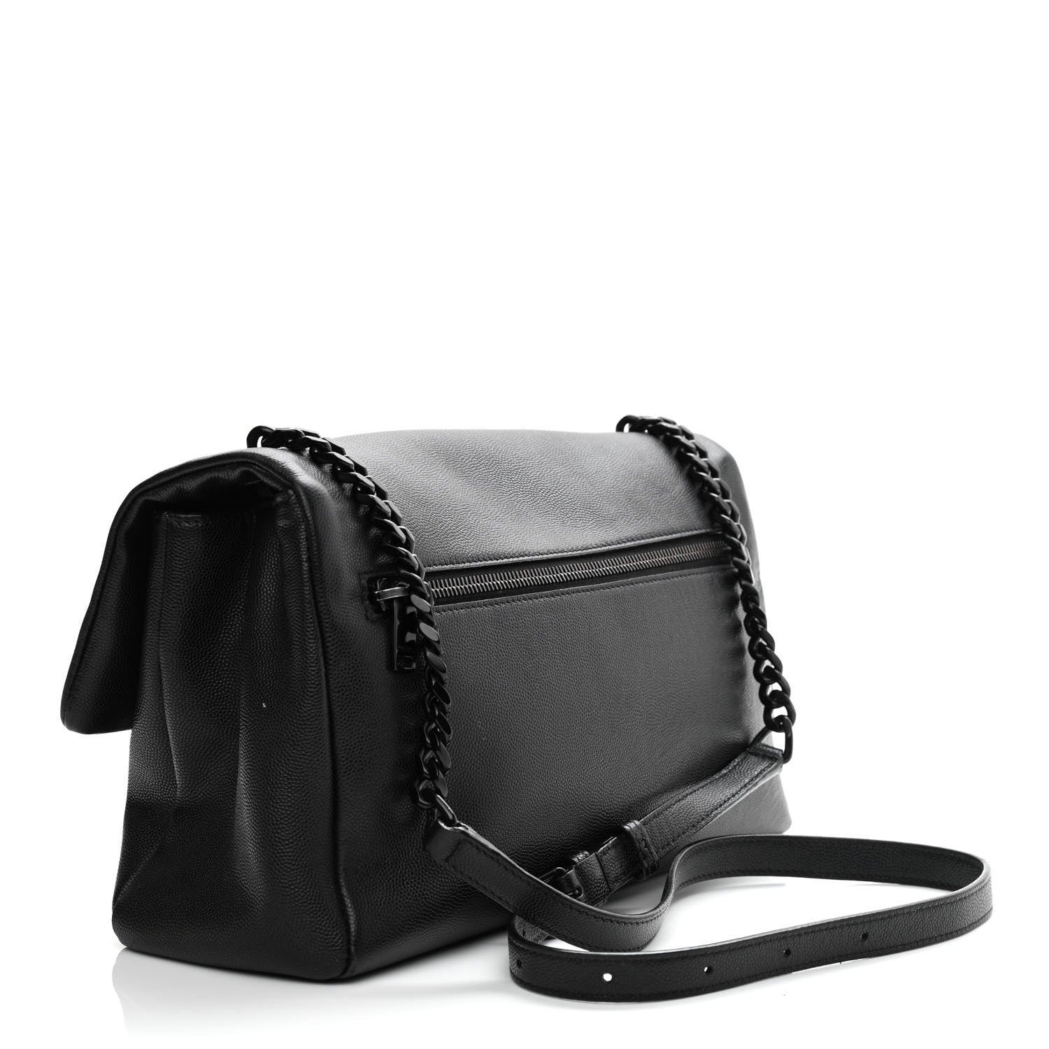 Saint Laurent Grain De Poudre Medium West Hollywood Monogram Fold-Over Black 3 of 11