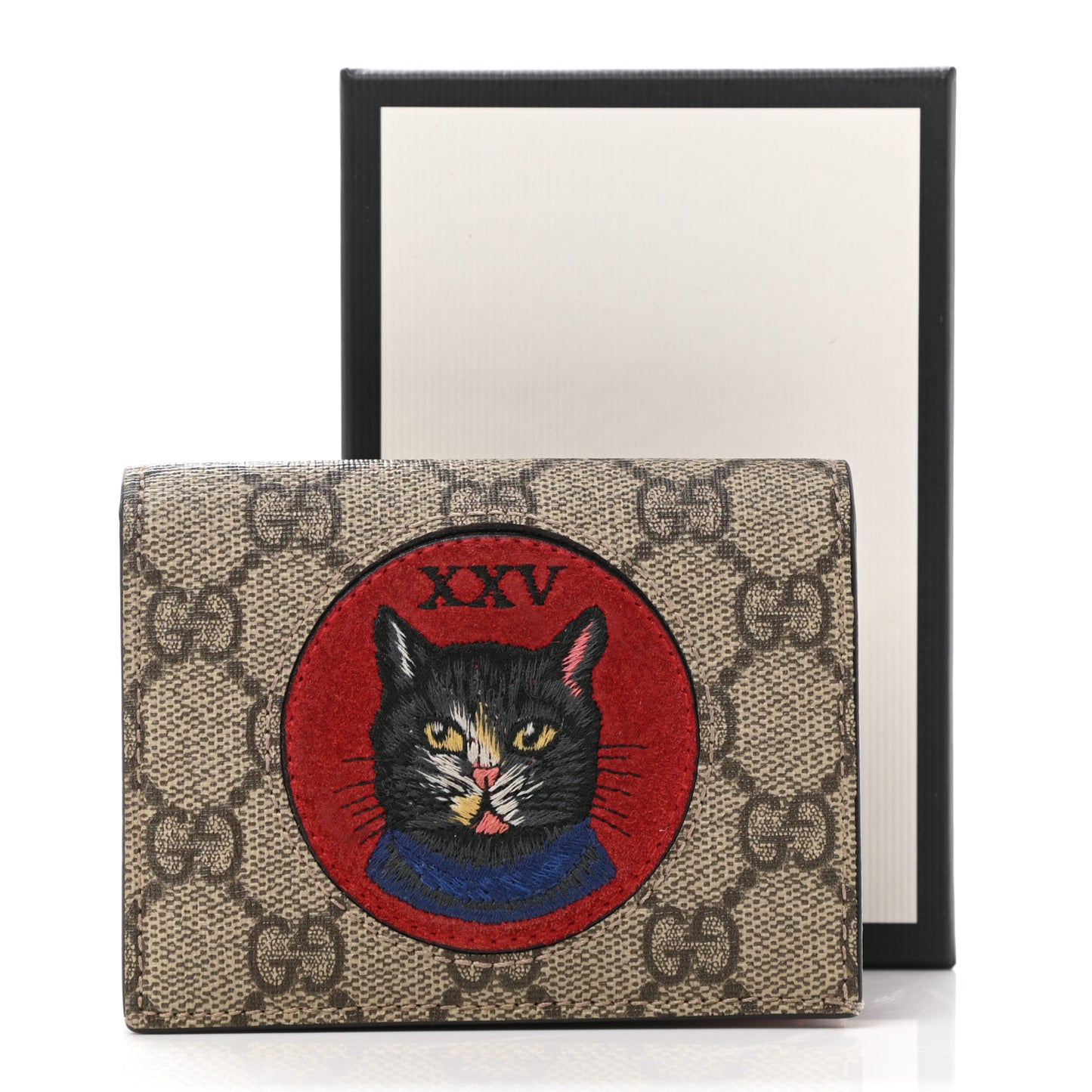 Soft GG Supreme Monogram Mystic Cat Card Case Wallet