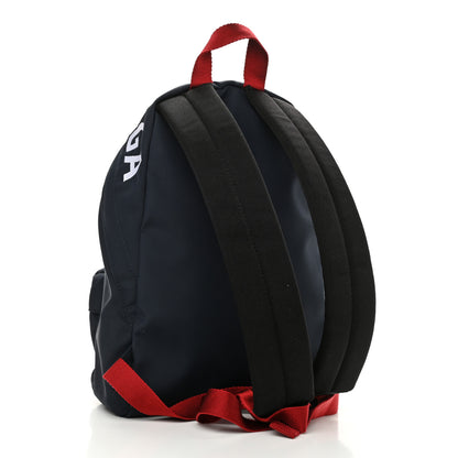 Balenciaga Sport Nylon Logo Embroidered Wheel Backpack Navy Blue Red 3 of 10