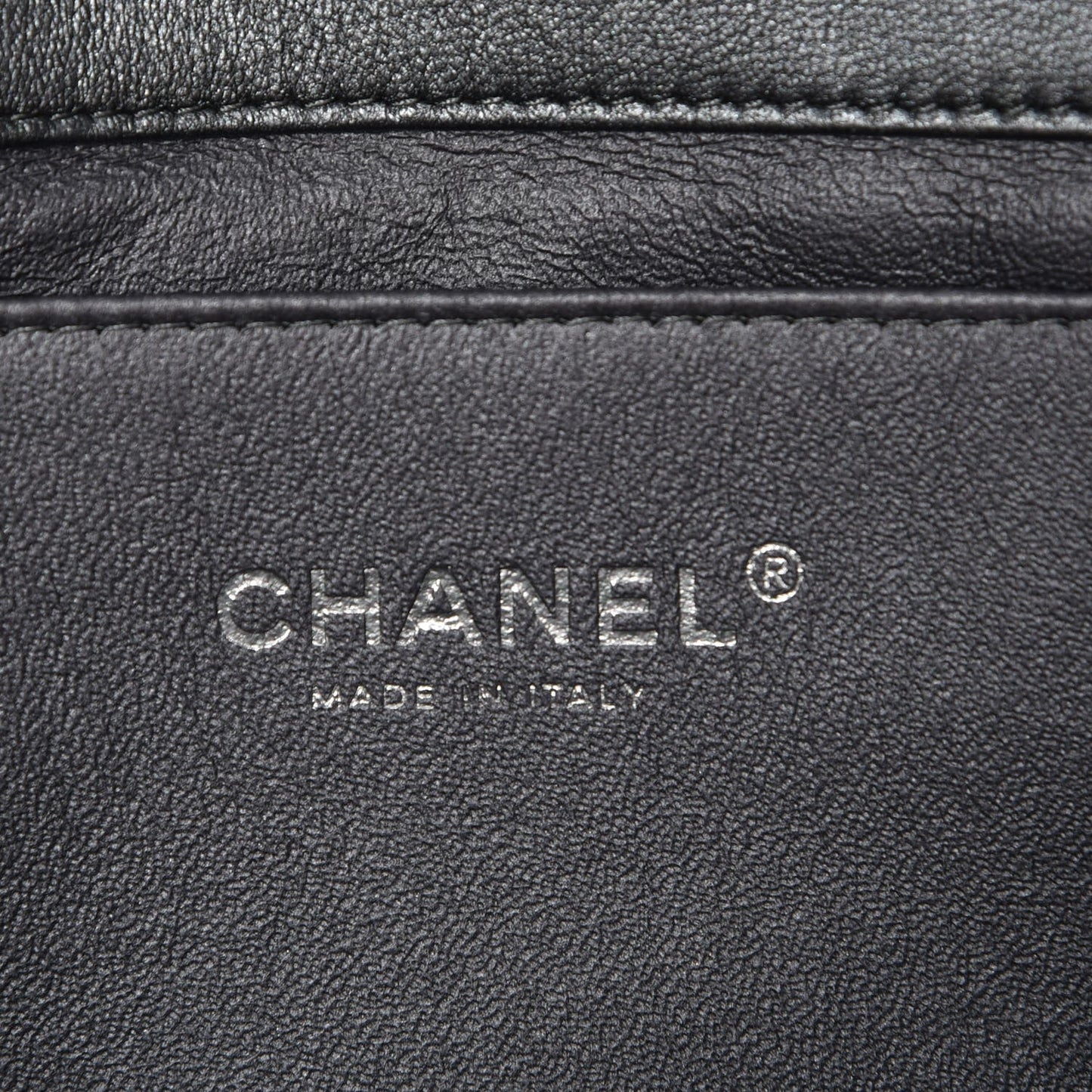 Metallic Lambskin Quilted Clutch With Chain Flap Dark Grey