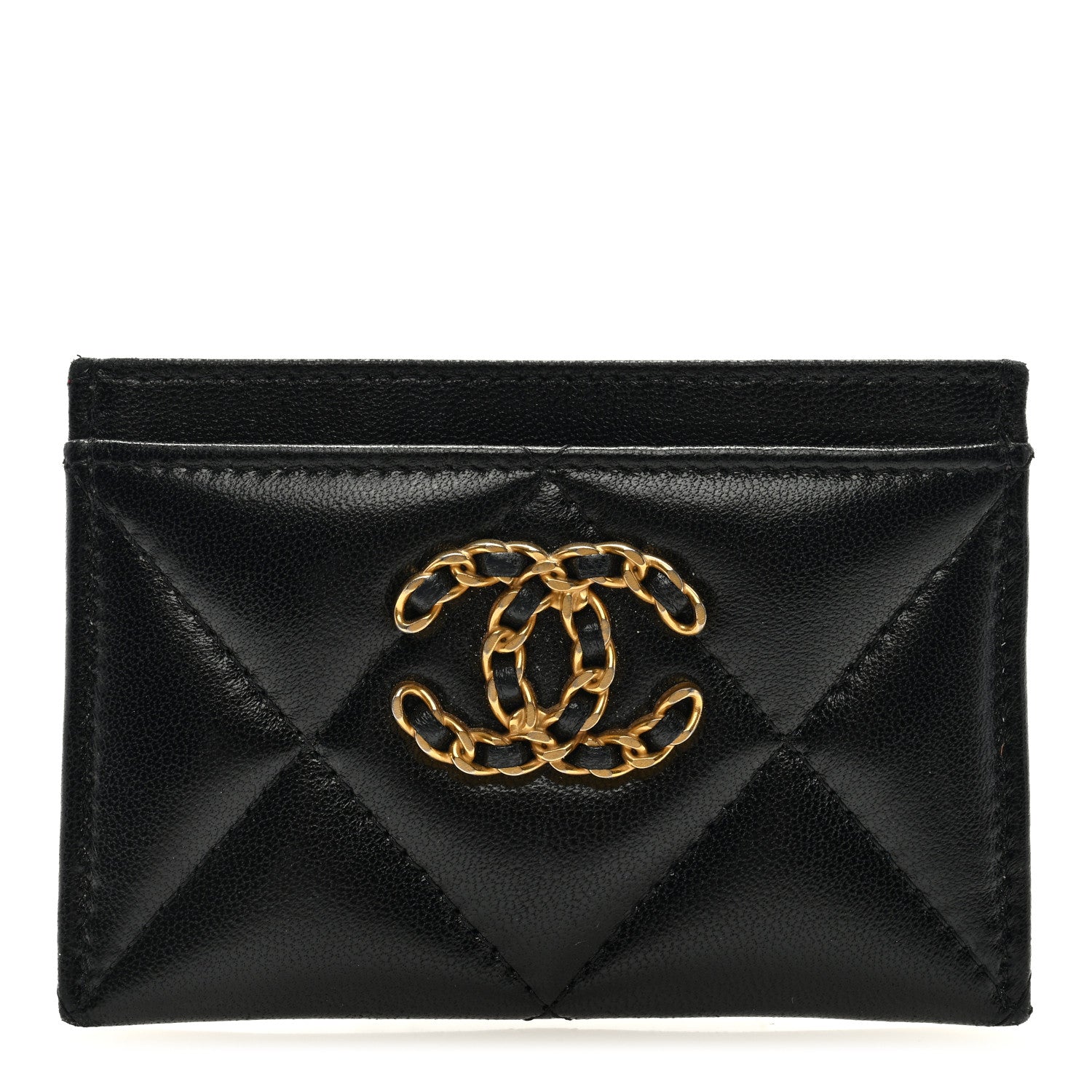 Chanel Lambskin Quilted Chanel 19 Card Holder Black 1 of 7