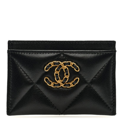 Chanel Lambskin Quilted Chanel 19 Card Holder Black 1 of 7
