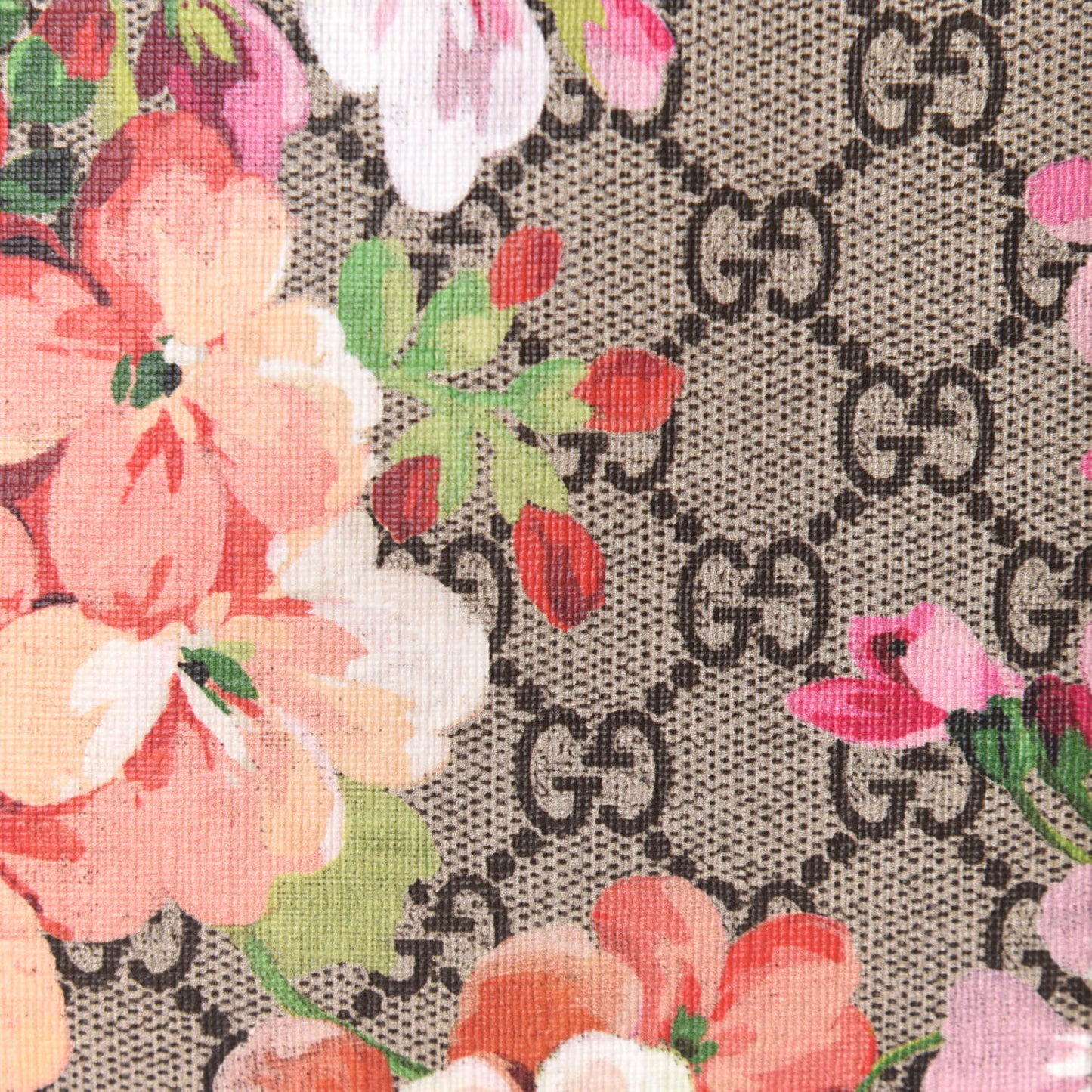 GG Supreme Monogram Blooms Small Zip Pouch Beige Multicolor Dry Rose