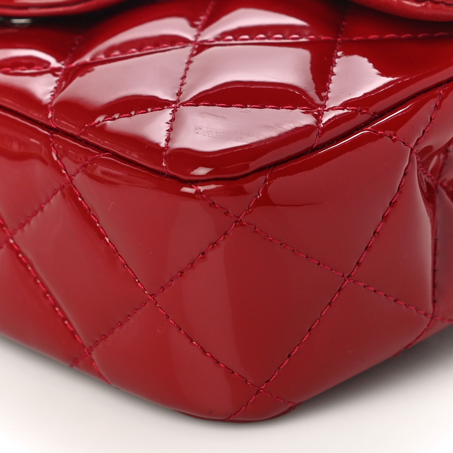 Chanel Patent Calfskin Quilted Extra Mini Rectangular Flap Red 10 of 11