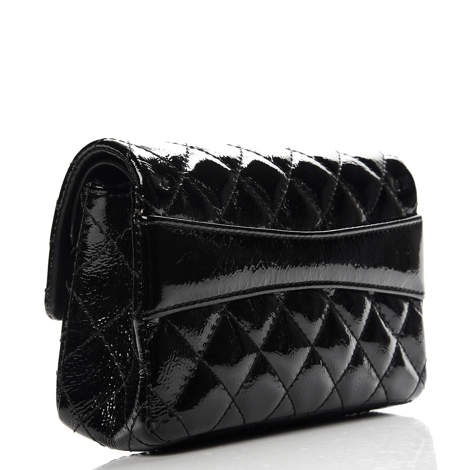 Chanel Patent Quilted Reissue Flap Clutch Bag Black 4 of 12