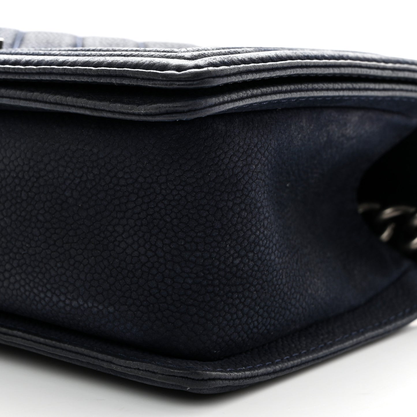 Iridescent Caviar Quilted Medium Boy Flap Dark Blue