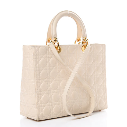 Christian Dior Lambskin Cannage Large Lady Dior Light Beige 2 of 21