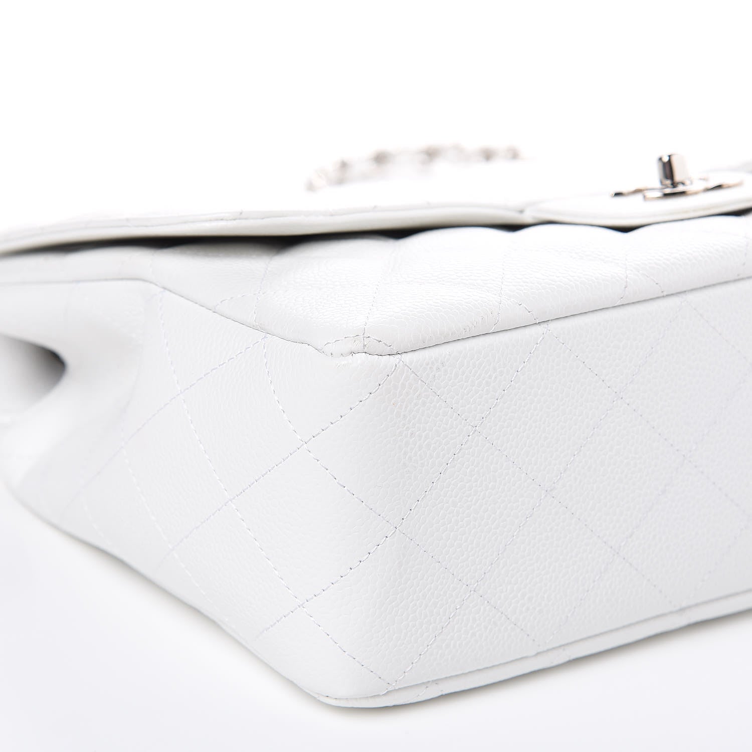 Chanel Caviar Quilted Jumbo Single Flap White 8 of 11