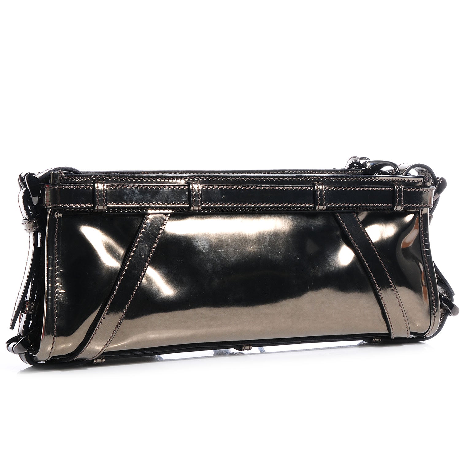 Burberry Patent Bridle Calfskin Clutch Bag Nickel 3 of 8