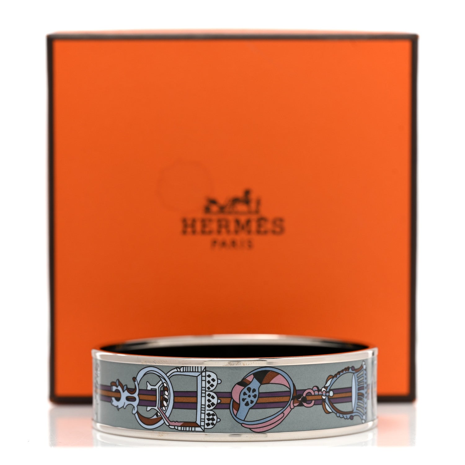 Hermes Enamel Printed Wide Concours D'Etriers Bracelet 6 of 6