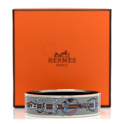 Hermes Enamel Printed Wide Concours D'Etriers Bracelet 6 of 6