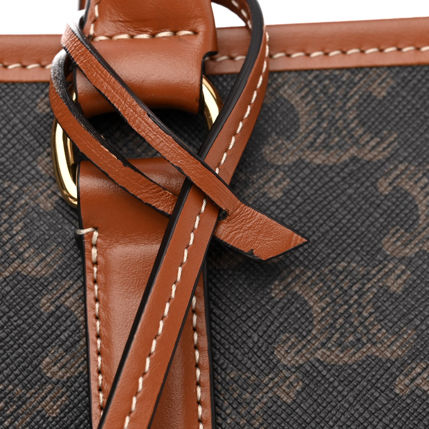 Celine Triomphe Canvas Calfskin Horizontal Cabas Tan 12 of 13