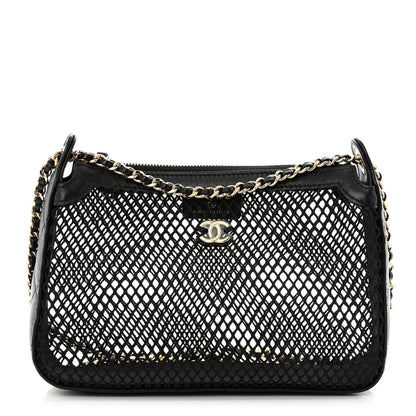 Chanel Mesh Shiny Lambskin Clutch With Chain Black 1 of 13