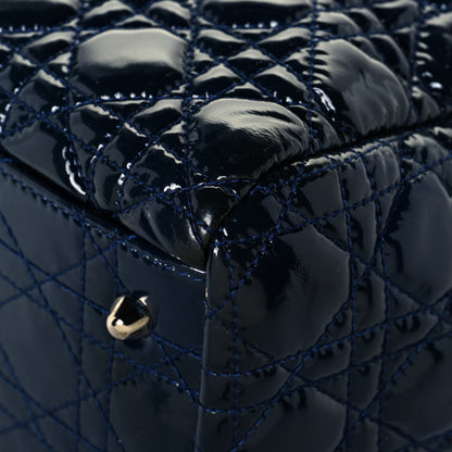 Christian Dior Patent Cannage Large Dior Soft Shopping Tote Navy Blue 10 of 13