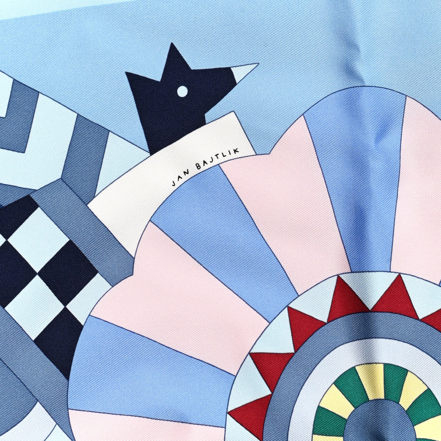 Hermes Silk Cheval de Fette Scarf 90 Bleu Ciel Vert Rose 4 of 6