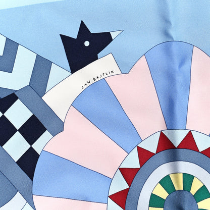 Hermes Silk Cheval de Fette Scarf 90 Bleu Ciel Vert Rose 4 of 6