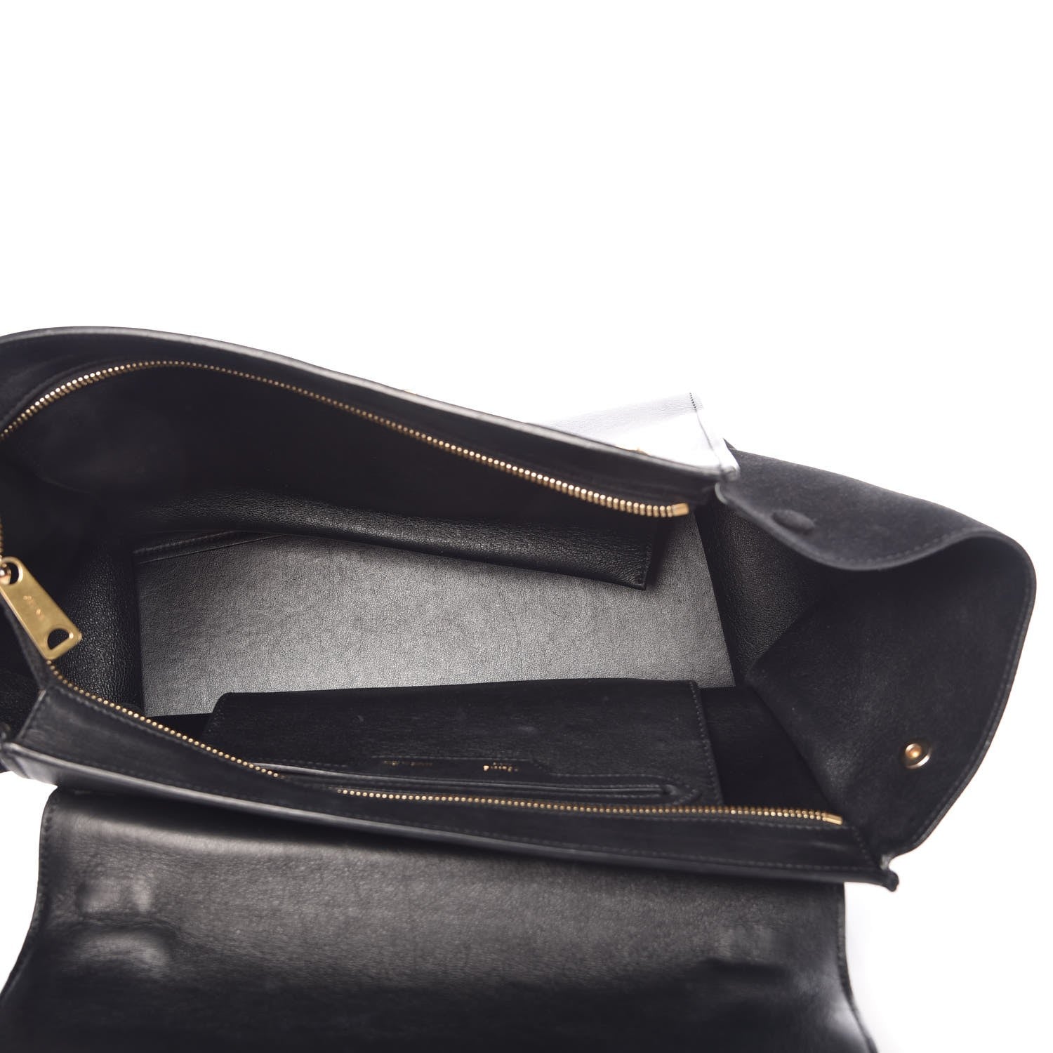 Celine Crocodile Embossed Calfskin Suede Medium Trapeze Black 6 of 23