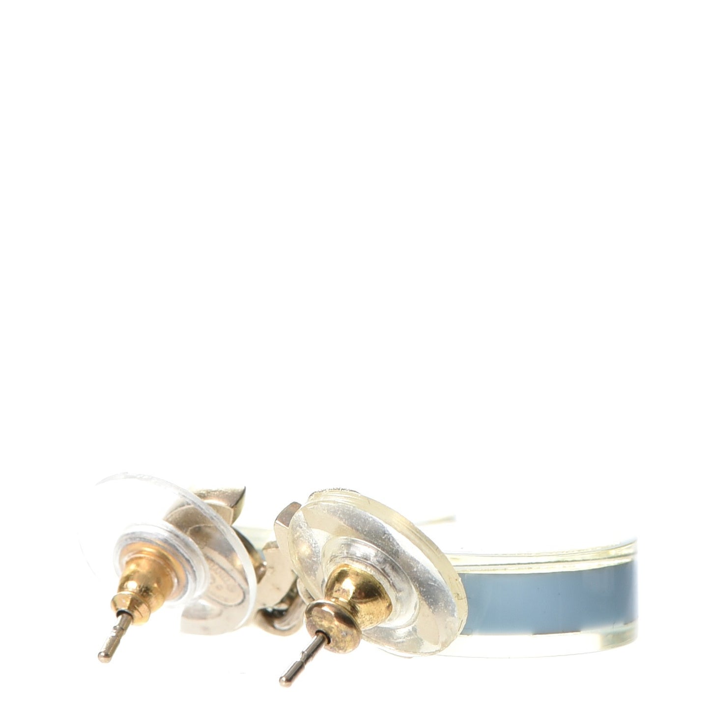 Resin Crystal Striped CC Drop Earrings Light Blue Gold