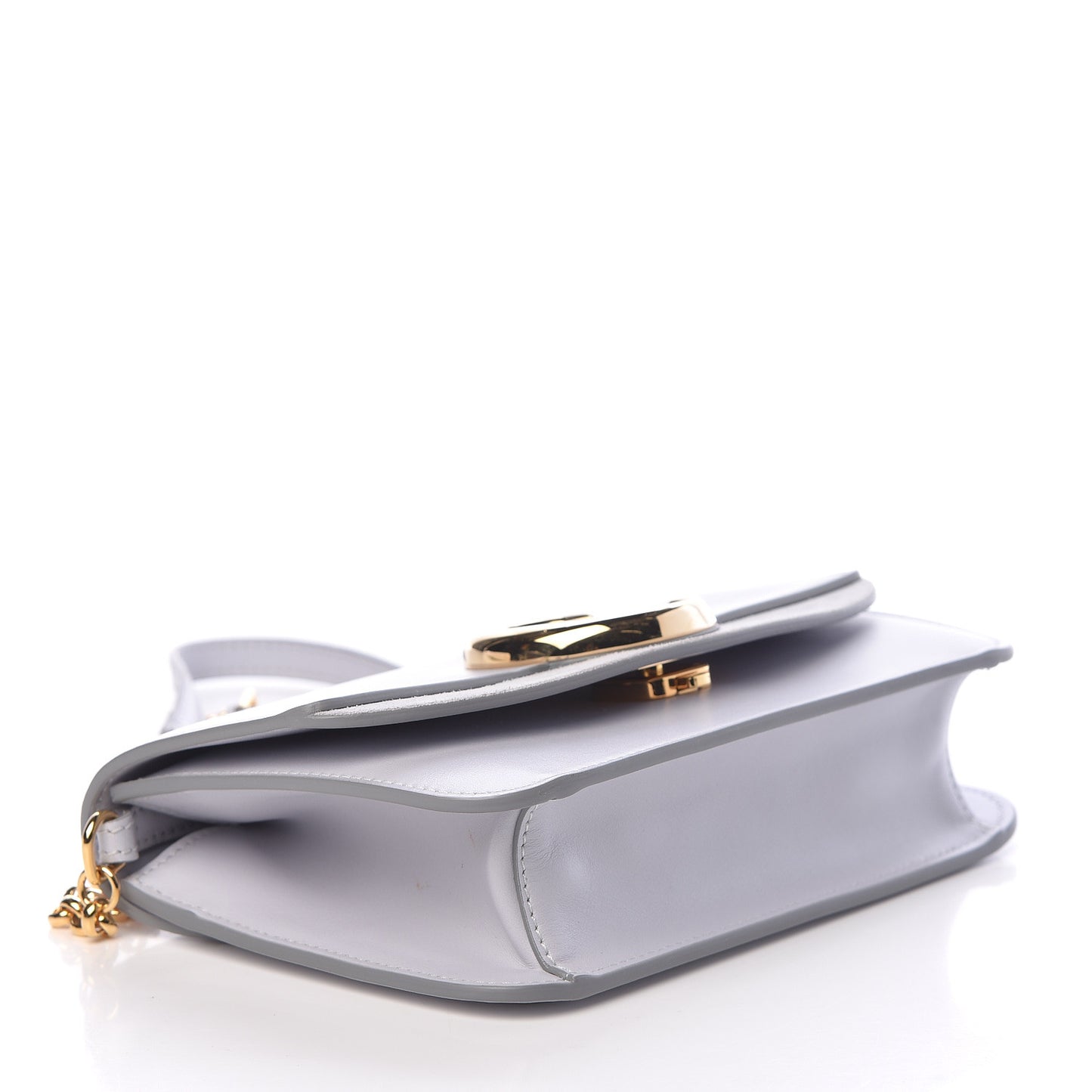 Calfskin Suede C Clutch With Chain Light Cloud