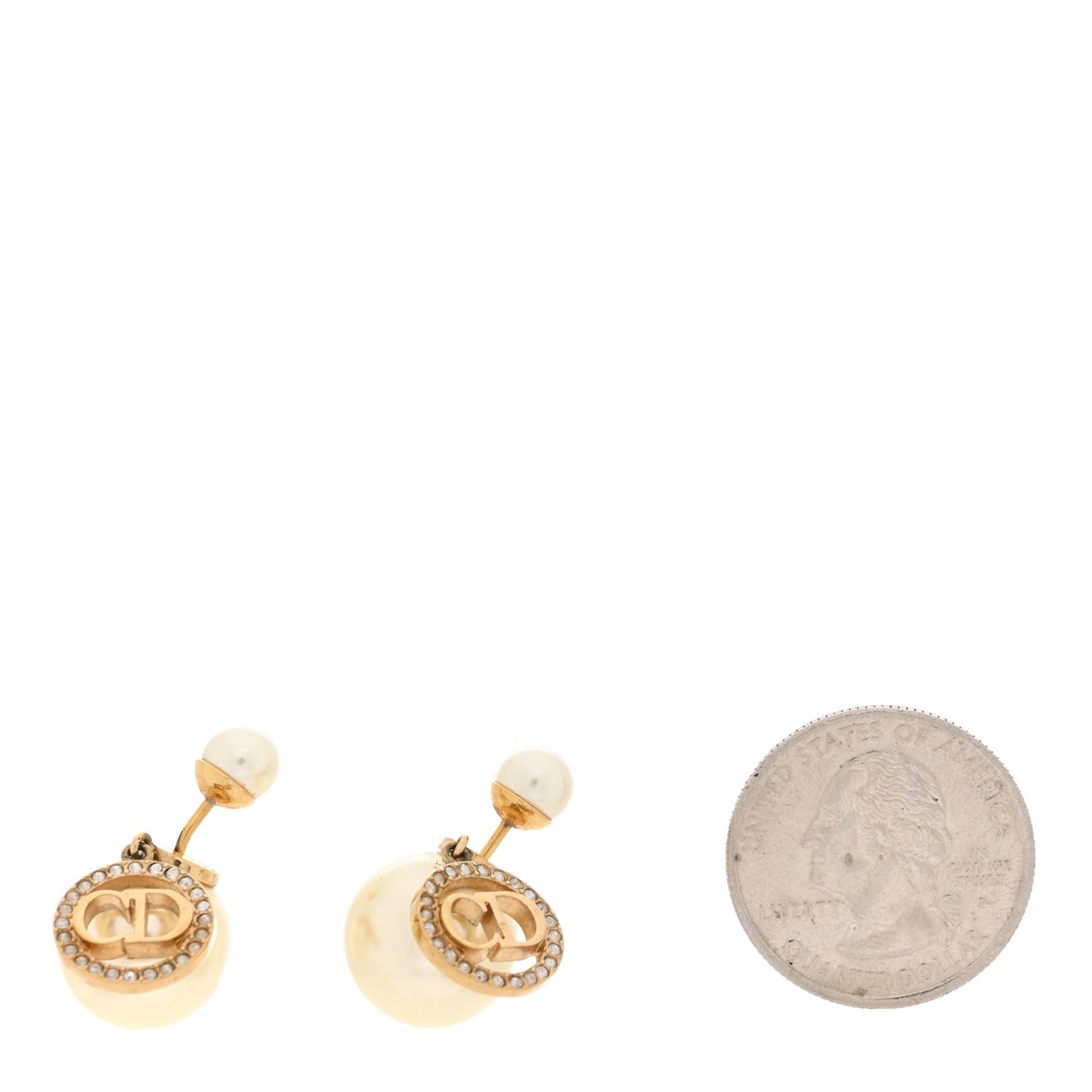 Pearl Crystal Dior Tribales Drop Earrings Gold