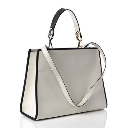 Fendi Vitello Century Velvet F is Fendi FF Embroidered Regular Runaway Satchel White Black 4 of 11