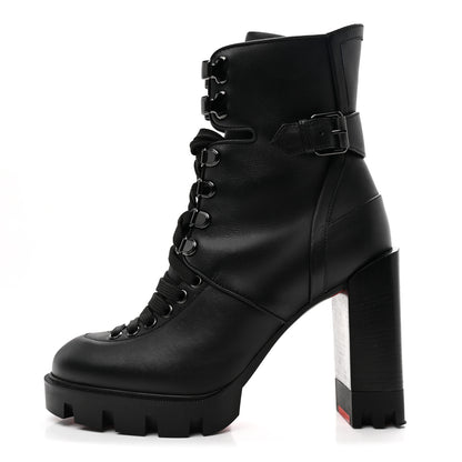 Christian Louboutin Calfskin Macademia 100 Combat Boots 37.5 Black 1 of 9