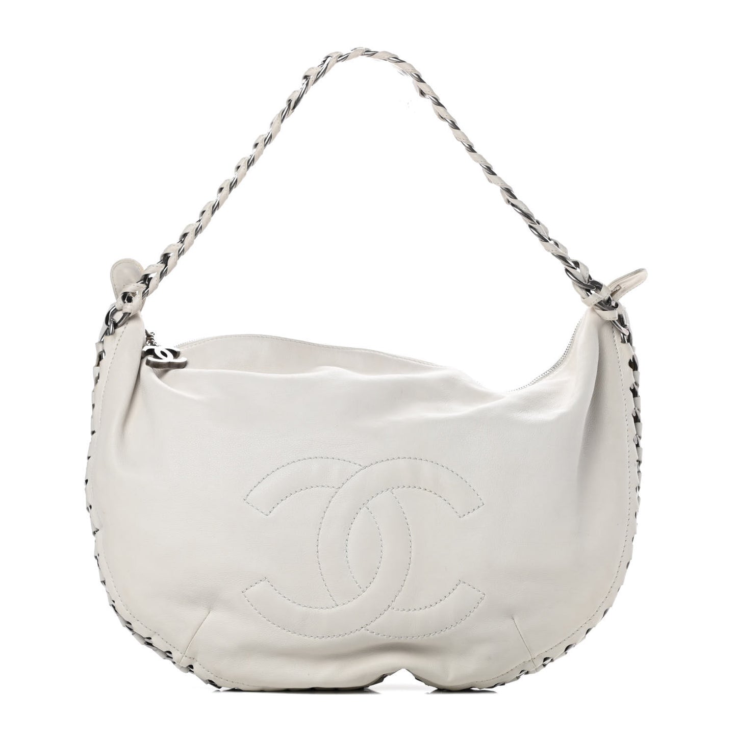 Calfskin Modern Chain Hobo White