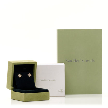 Van Cleef & Arpels 18K Yellow Gold Mother of Pearl Sweet Alhambra Earrings 5 of 5