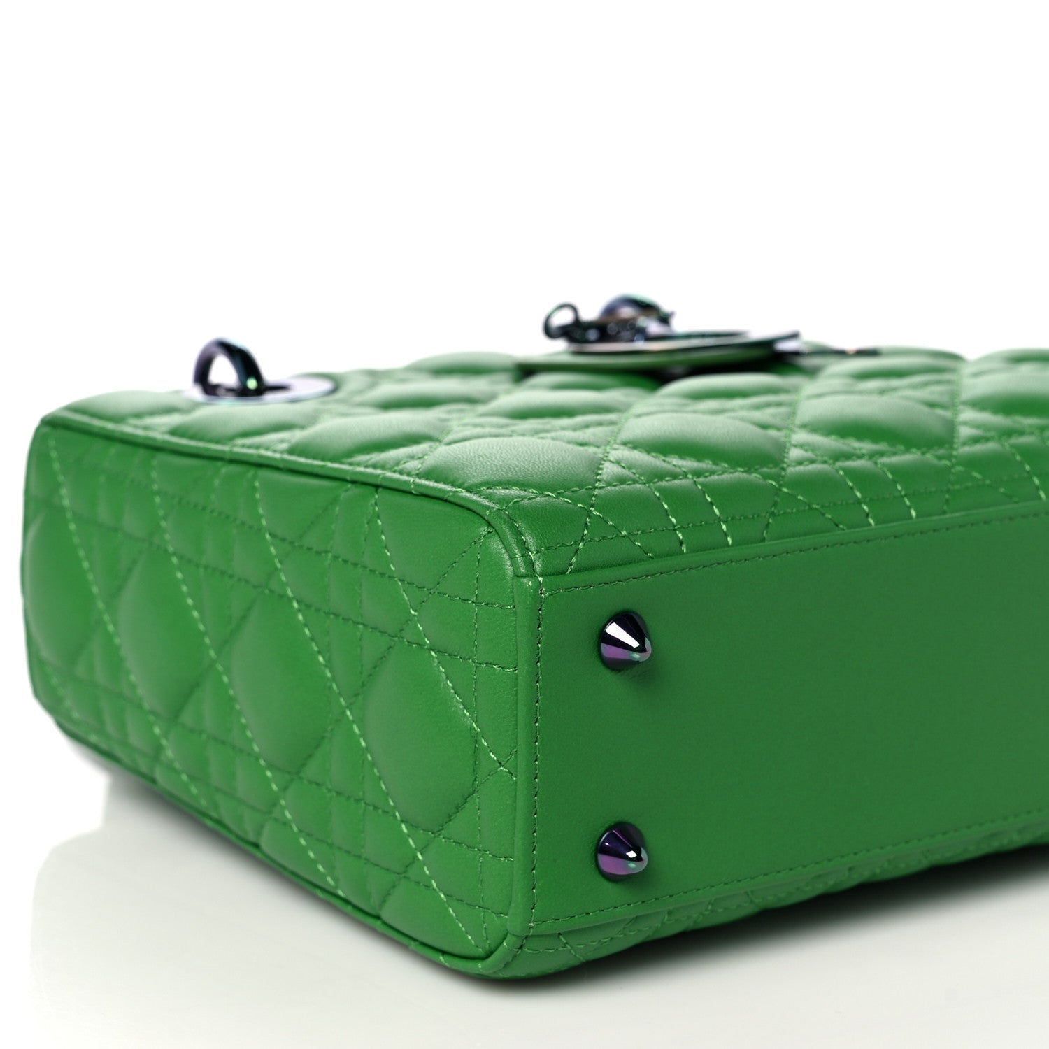 Christian Dior Lambskin Cannage Small Lady Dior Bright Green 10 of 12