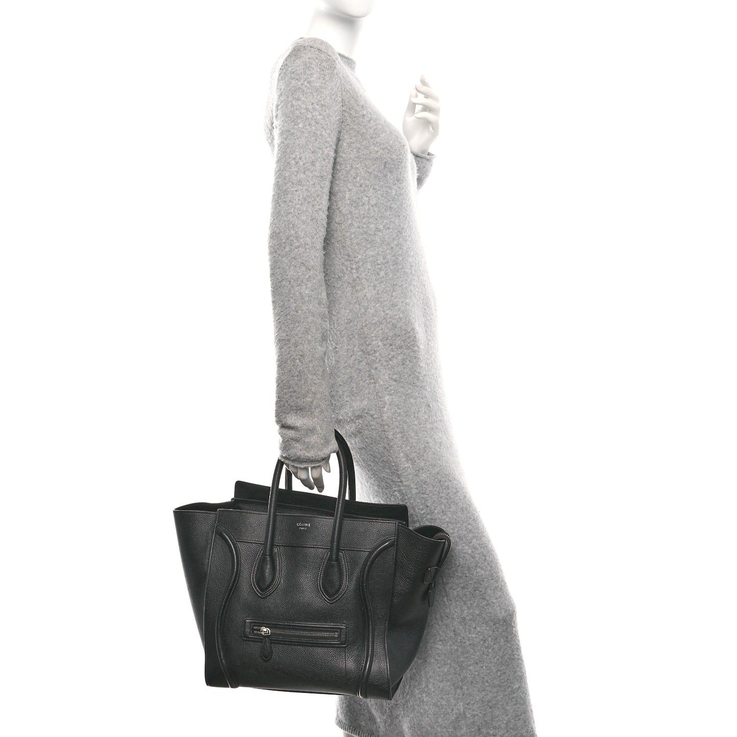 Grained Calfskin Medium Phantom Luggage Black