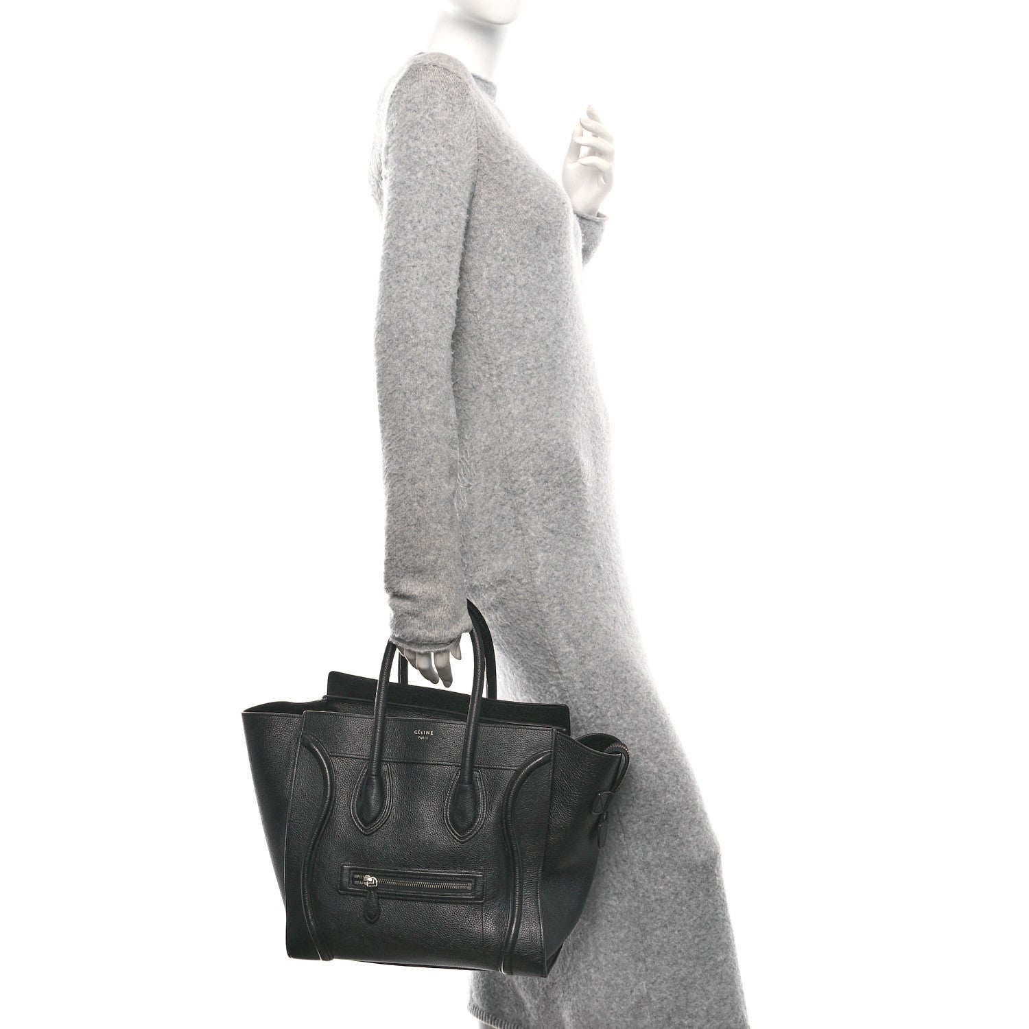 Celine Grained Calfskin Medium Phantom Luggage Black 2 of 10