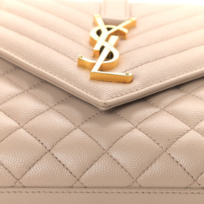 Saint Laurent Grain De Poudre Textured Mixed Matelasse Medium Triquilt Monogram Satchel Dark Beige 11 of 11
