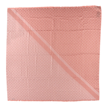 Gucci Wool Silk Monogram GGWeb Fringe Shawl Old Rose Pink 1 of 3