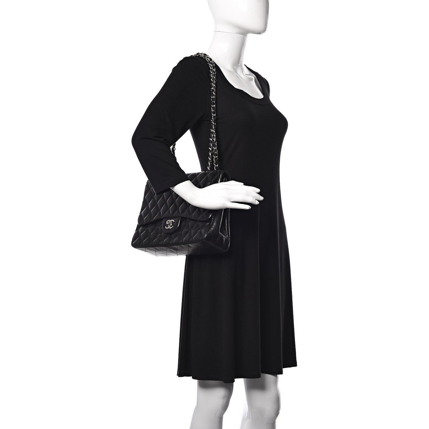 Lambskin Quilted Jumbo Single Flap Black