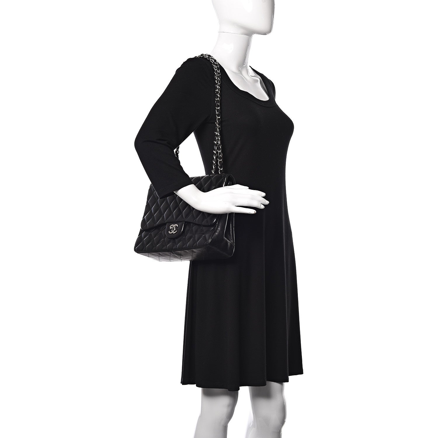 Chanel Lambskin Quilted Jumbo Single Flap Black 2 of 10