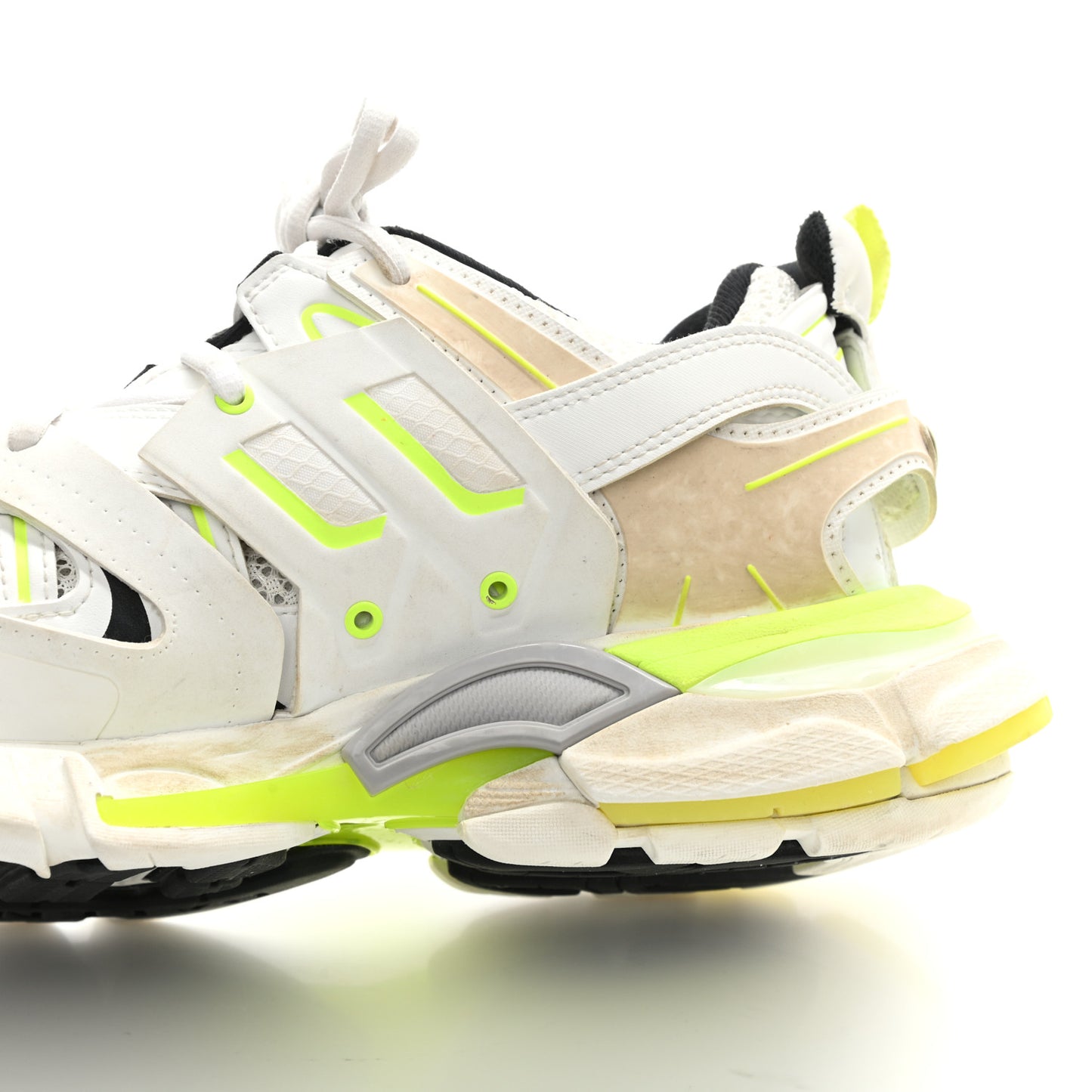Mesh Nylon Worn Out Effect Womens Track Sneakers 39 White Fluo Yellow