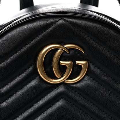 Gucci Calfskin Matelasse GG Marmont Dome Backpack Black 9 of 11